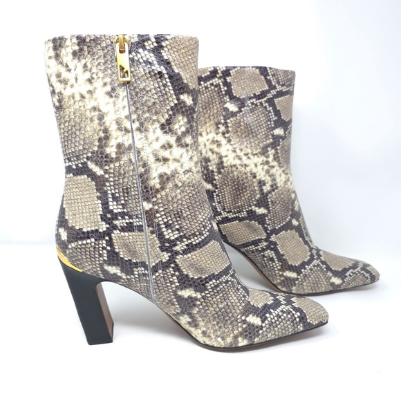 Franco Sarto Briar Grey Snake Print Snip Toe Heel Booties - Picture 5 of 13